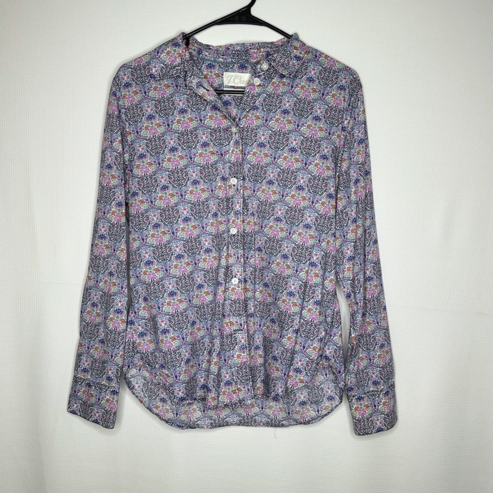 J.Crew Liberty Fabric Button Down Shirt Floral Multicolor Slim Fit size 8